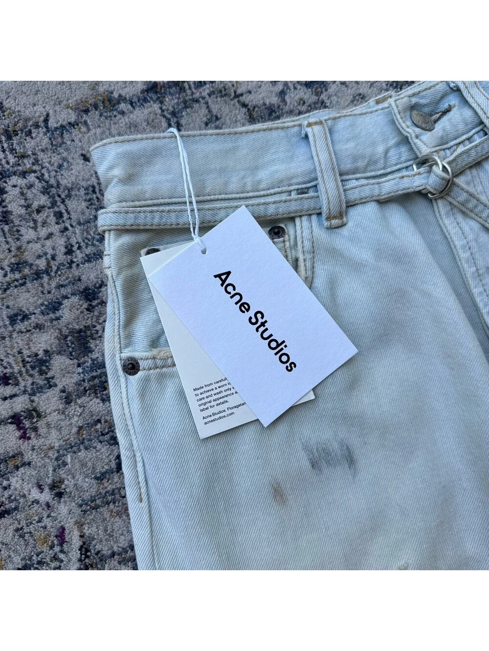 ACNE STUDIOS 1991 Loose Fit Jeans Unisex Size 25x32 Light Blue/White